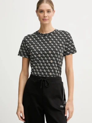 Guess T-shirt damski bawełniany RHOMBUS czarny