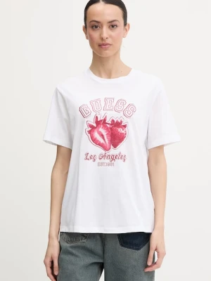 Guess T-shirt damski bawełniany RIN biały