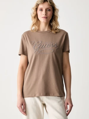 Guess T-shirt damski bawełniany SYRMA beżowy