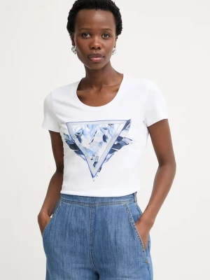 Zdjęcie produktu Guess T-shirt damski bawełniany z elastanem biały