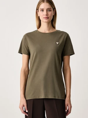 Guess T-shirt damski bawełniany z elastanem COLETTE zielony