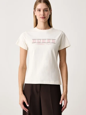 Guess T-shirt damski bawełniany z elastanem FABRIZIA beżowy