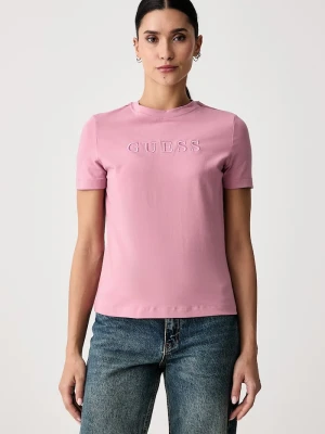Guess T-shirt damski bawełniany z elastanem GRAZIA różowy