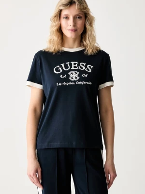 Guess T-shirt damski bawełniany z elastanem HOSHI granatowy