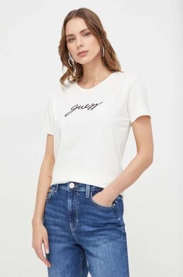 Guess t-shirt CARRIE damski kolor beżowy O4RM09 KBBU1