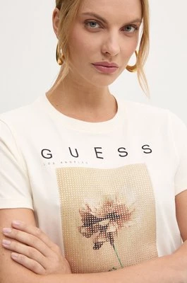 Guess t-shirt damski kolor beżowy W4BI13 KCJI0