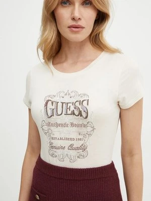 Guess t-shirt damski kolor beżowy W4BI45 K9SN1