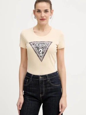 Guess t-shirt damski kolor beżowy W5BI15 J1314