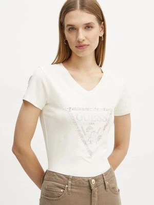 Guess t-shirt damski kolor beżowy W5RI21 J1314