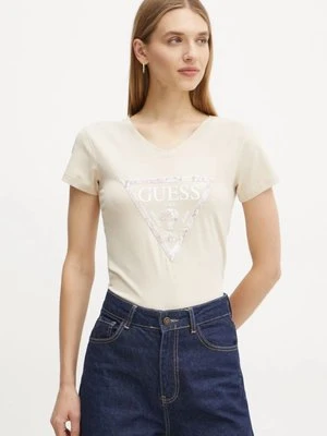 Guess t-shirt damski kolor beżowy W5RI21 J1314