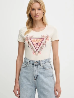 Guess t-shirt damski kolor beżowy W5YI08 J1314