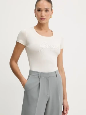Guess t-shirt damski kolor beżowy W5YI46 J1314