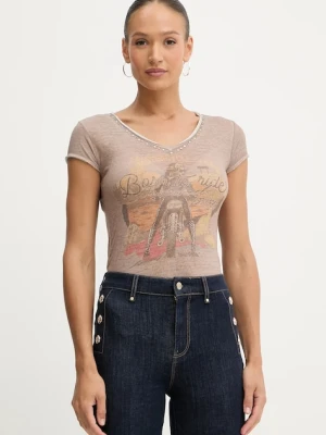 Guess t-shirt damski kolor beżowy W5YI47 KBYH0