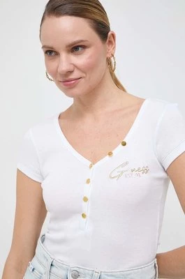 Guess t-shirt HENLEY OLYMPIA damski kolor biały W4RP47 K1814