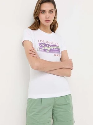 Guess t-shirt damski kolor biały