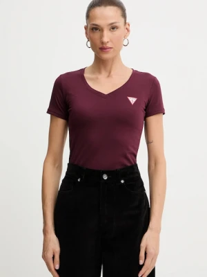 Guess t-shirt damski kolor bordowy W2YI45 J1314