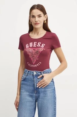 Guess t-shirt damski kolor bordowy W4BI19 J1314