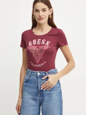 Guess t-shirt damski kolor bordowy W4BI19 J1314