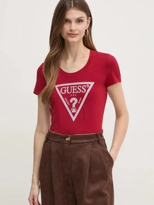 Guess t-shirt damski kolor bordowy W5RI11 J1314