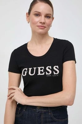 Guess t-shirt PONY HAIR damski kolor czarny W4RI45 J1314