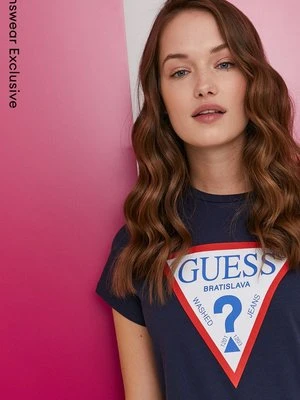 Guess T-shirt damski kolor granatowy