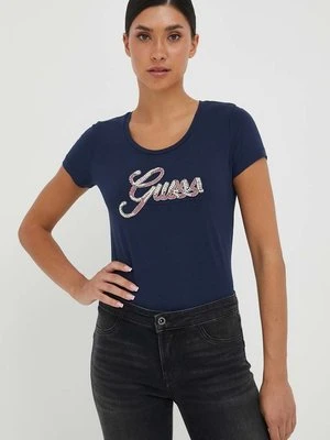 Guess t-shirt damski kolor granatowy