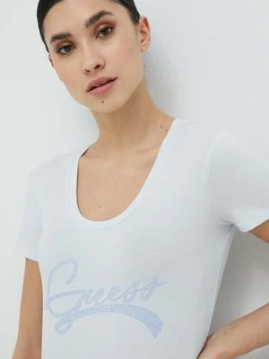 Guess t-shirt damski kolor niebieski