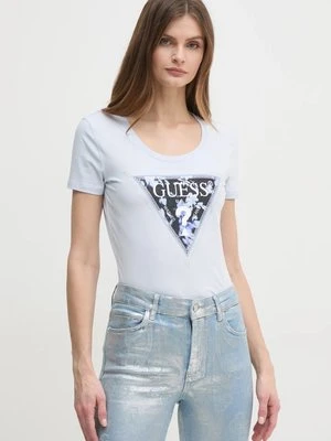 Guess t-shirt damski kolor niebieski W5RI00 J1314