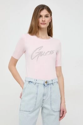 Guess t-shirt GRACE damski kolor różowy W4RR38 Z2NQ2