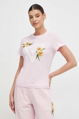 Guess t-shirt ZOEY damski kolor różowy V4GI03 K46D1
