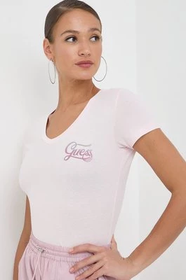 Guess t-shirt HADED GLITTERY damski kolor różowy W4RI55 J1314