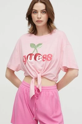Guess t-shirt plażowy kolor różowy E4GI08 KC6K0