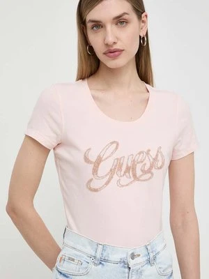 Guess t-shirt damski kolor różowy W4GI30 J1314