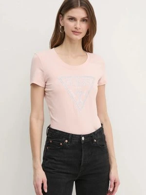 Guess t-shirt damski kolor różowy W5RI11 J1314