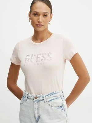 Guess t-shirt damski kolor różowy W5RI19 I3Z14