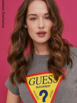 Guess T-shirt damski kolor szary