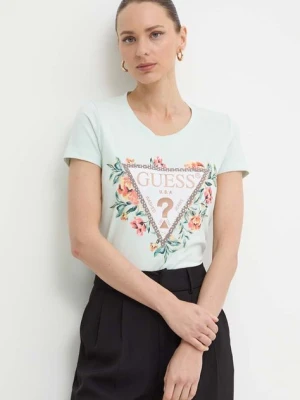 Zdjęcie produktu Guess t-shirt damski kolor turkusowy W4GI24 J1314