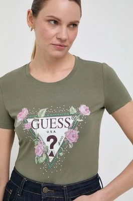 Guess t-shirt FLORAL damski kolor zielony W4RI28 J1314