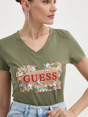 Guess t-shirt damski kolor zielony W4GI23 J1314