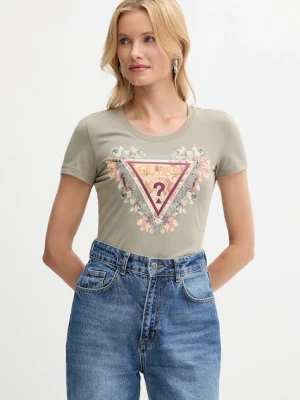 Guess t-shirt damski kolor zielony W5YI08 J1314