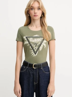 Guess t-shirt damski kolor zielony W5YI13 J1314