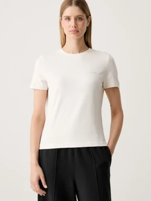 Guess T-shirt damski z bawełną TRACEY beżowy