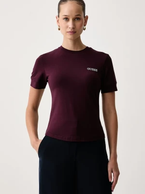 Guess T-shirt damski z modalem GRETA bordowy