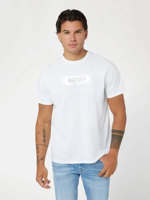 GUESS T-shirt DEBOSS | Slim Fit biały