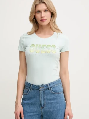 Guess t-shirt DEGRADE damski kolor turkusowy W5GI14 J1314