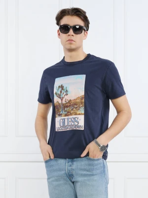 GUESS T-shirt DESERT PHOTO | Regular Fit granatowy