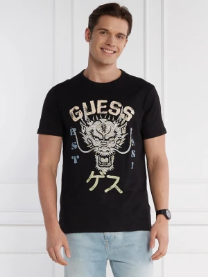 GUESS T-shirt DRAGON | Regular Fit czarny