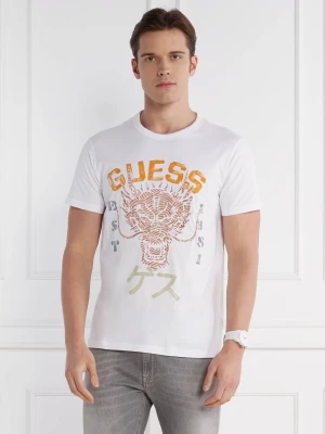 GUESS T-shirt DRAGON | Regular Fit biały