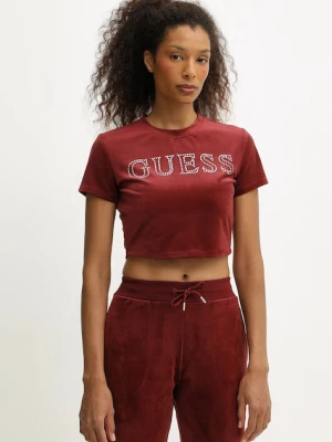 Guess t-shirt dziecięcy COUTURE damski kolor bordowy V3BI01 K0232