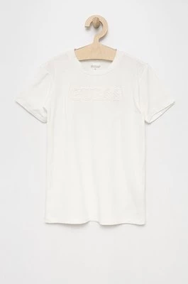 Guess t-shirt dziecięcy kolor biały z aplikacją